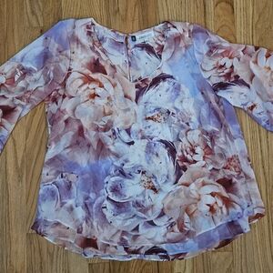 Jennifer Lopez Floral Blouse - Purple and pink